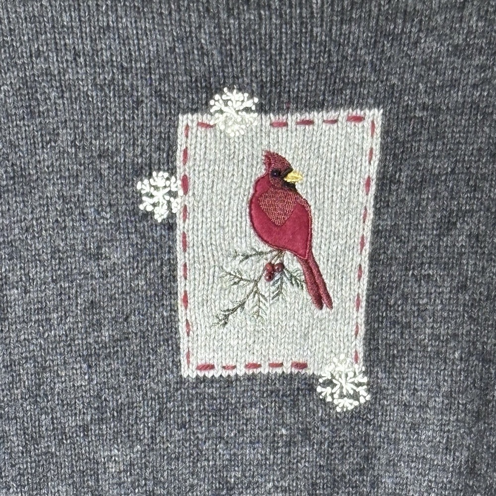 Bird Cardigan Sweater Women's XLarge Cotton Embroidered Y2K Croft & Barrow - Picture 8 of 8